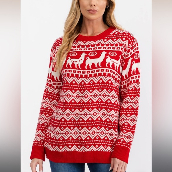 Bibi Holiday Fair Isle Sweater New Red - Picture 1 of 5